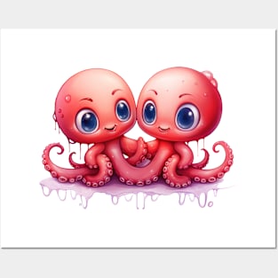 Valentine Octopus Couple Posters and Art